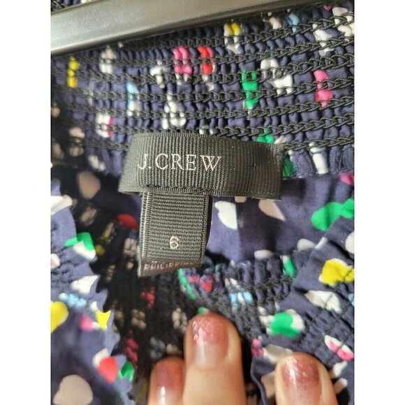 J. Crew Womens 6 Off The Shoulder Top in Ratti Happy Cat Multicolored Polka Dot - Picture 12 of 16